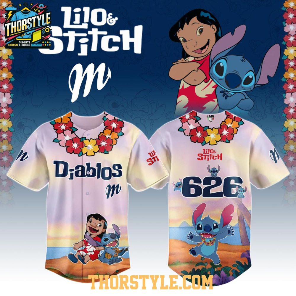 Diablos Rojos Del Mexico 2025 Lilo &amp; Stitch Forever Memories Baseball Jersey