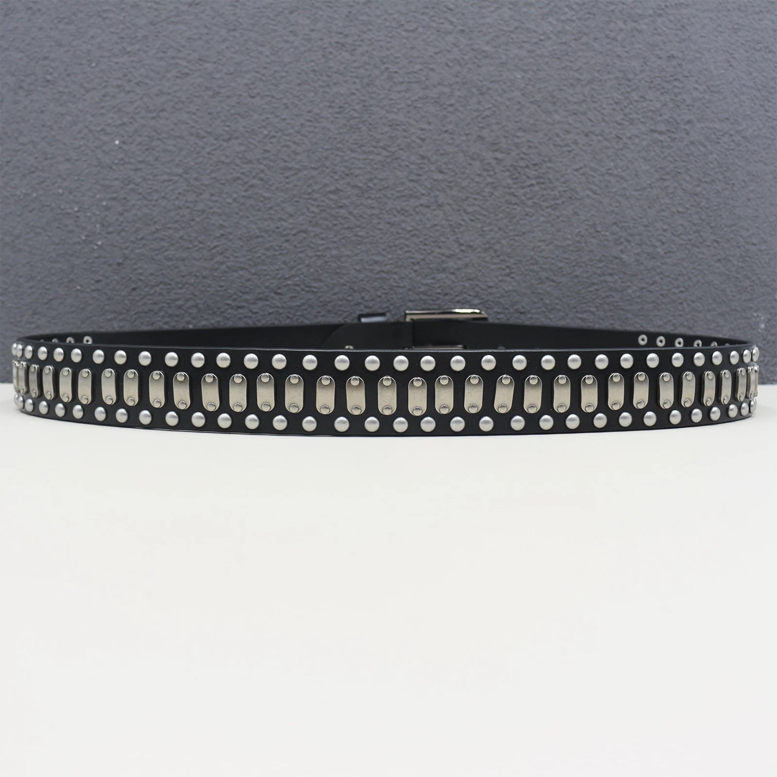 Heavy Full row of  Retro Alloy Buckle Belt Men's  Rivet Belt Punk Rock Jeans Belt Genuine Leather Belt For Gothic Y2K