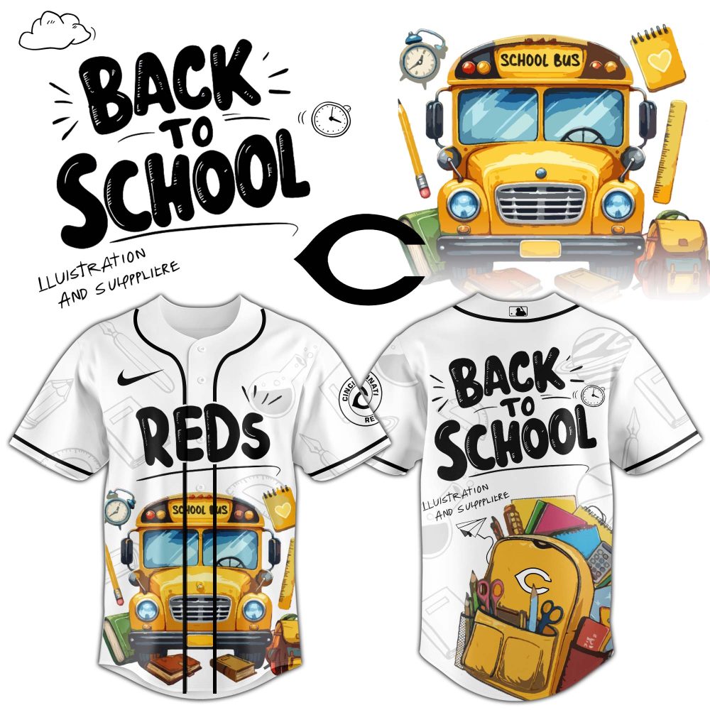 Back To School Kids' Baseball Jersey – Fun School Bus &amp; Supplies Design – Perfect For Students!
