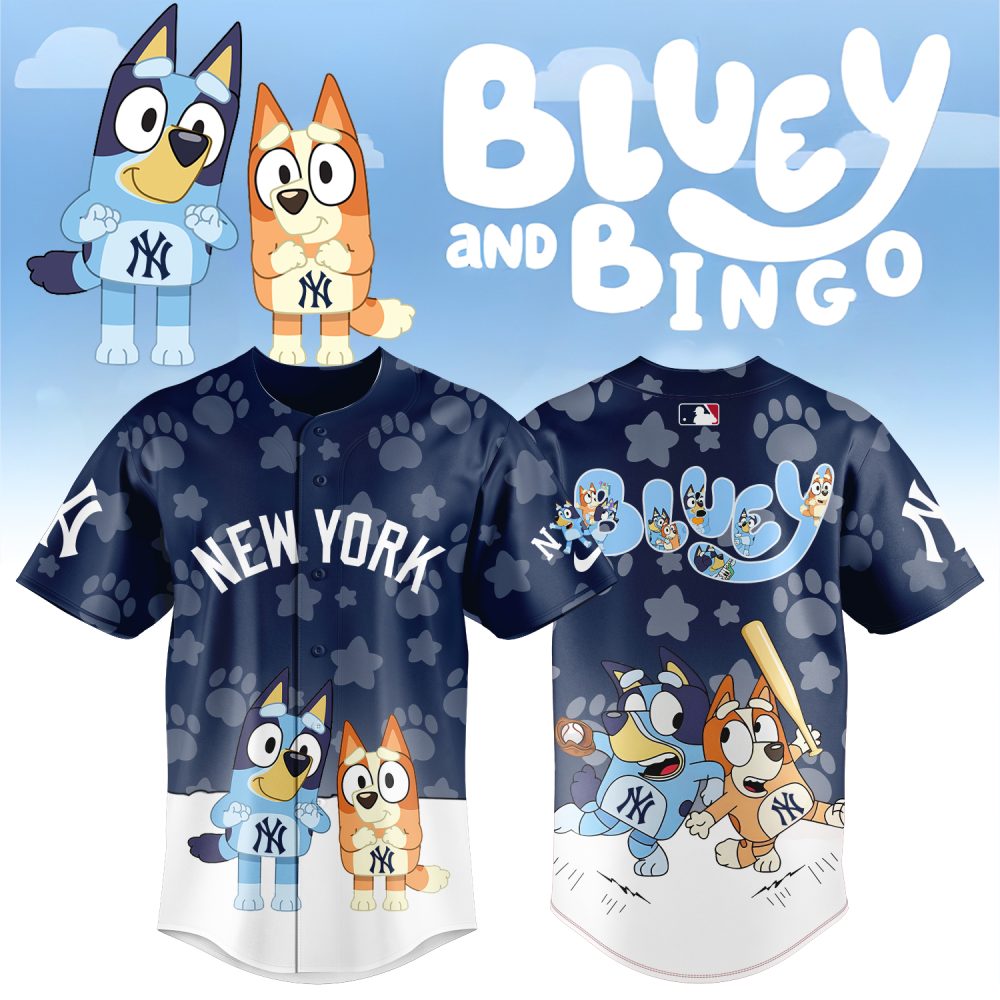 Bluey &amp; Bingo New York Baseball Jersey – Fun Cartoon Fan Apparel For Kids &amp; Adults