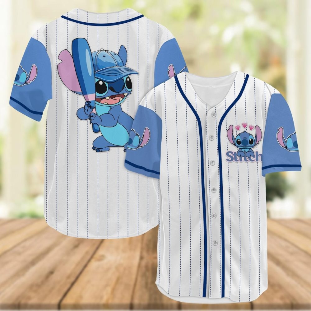 Stitch Baseball Jersey - Cute Cartoon Sportswear For Fans , Unisex Summer Style